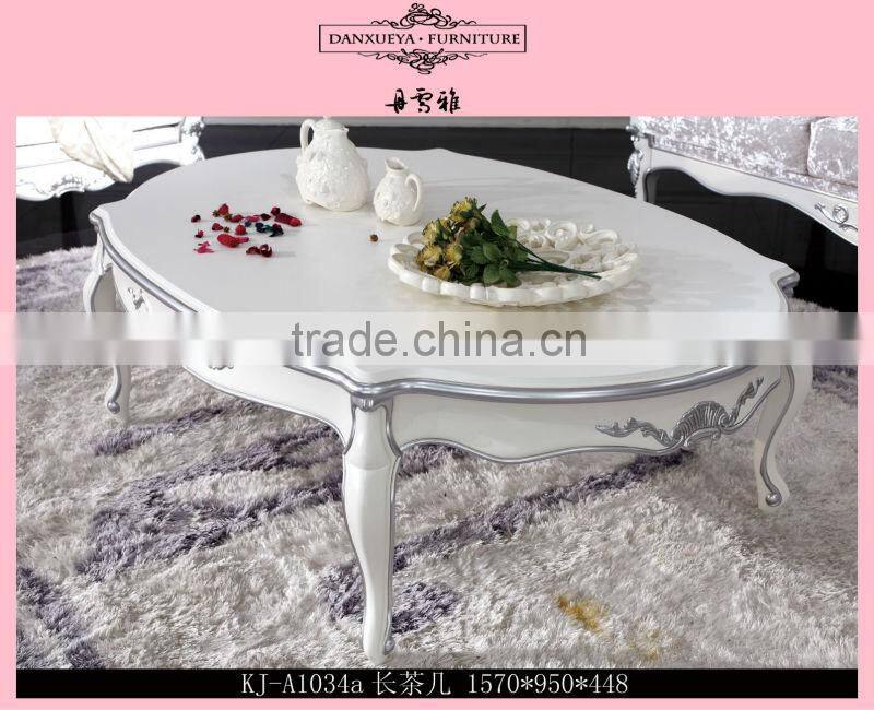 European style white design hand carving coffee table