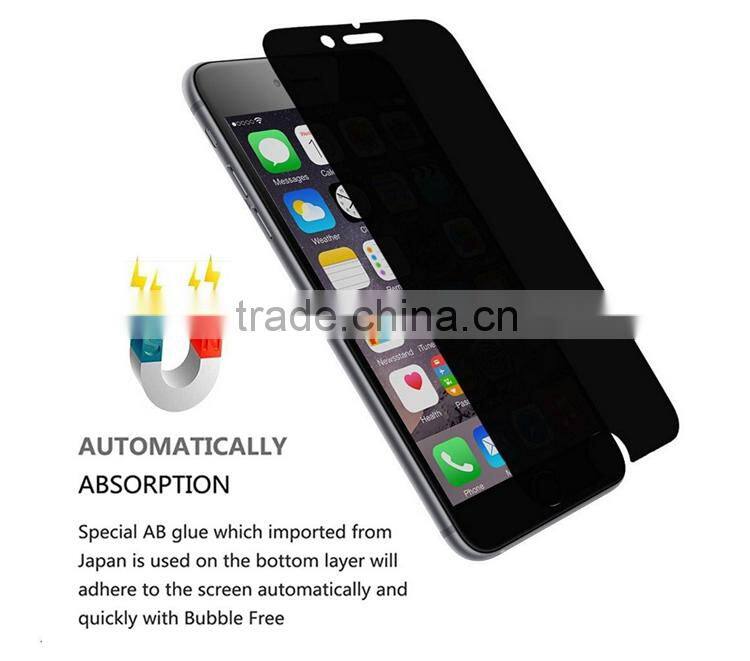 2.5D 9H explosion-proof Anti-privacy tempered glass screen protector for iphone 7.