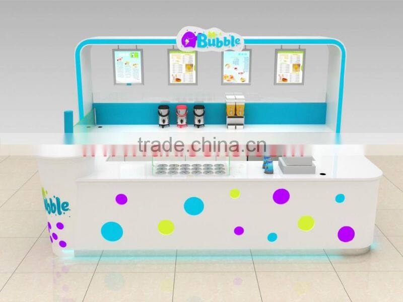 Modern style bubble tea kiosk shopping mall bubble tea kiosk design for sale
