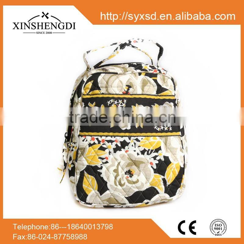 RE031 2015 New Arrival cotton floral quilted girl's large school laptop backpack