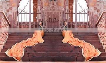 Brainy Mustard Satin Chiffon Saree/indian designers saree online shopping