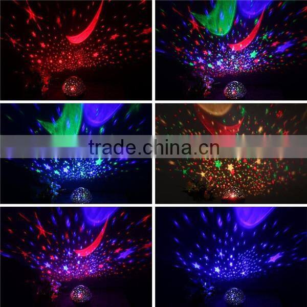2016 New Romantic New Rotating Star Moon Sky Rotation Night Projector Light Lamp Projection with high quality Kids Bed Lamp