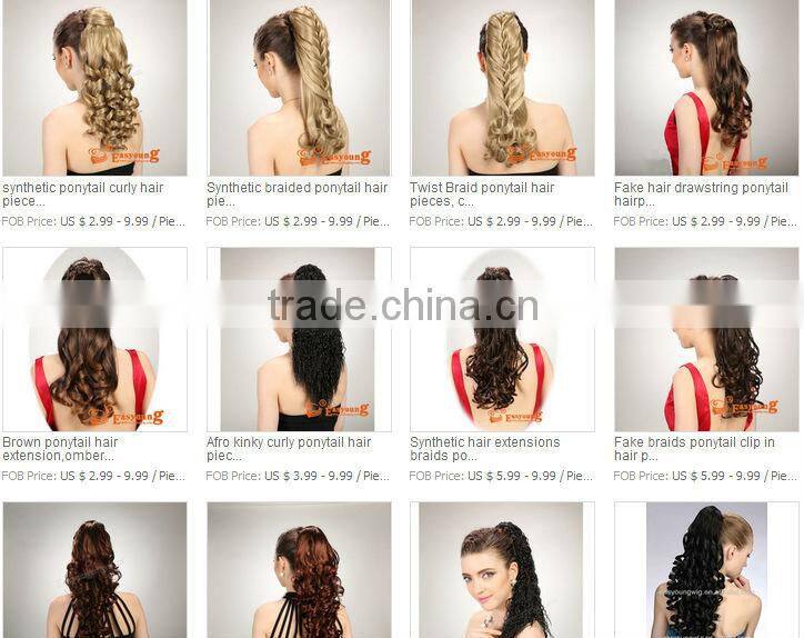 Blonde long straight synthetic claw clip pony tail hair pieces