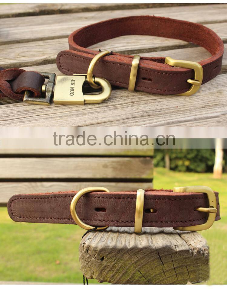 High Quality Dog Leather Collar Large Big Dogs First class Leather Leashes collier chien wholesale Pet Products Collars for Dogs