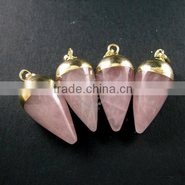 15x30mm water drop shape gold plated pink rose quartz power stone pendant charm DIY supplies 1850206