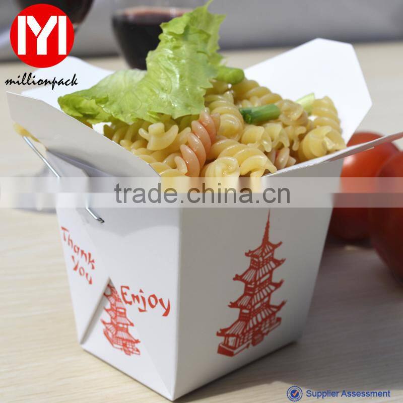 customise 16oz paper noodle box with wire handle
