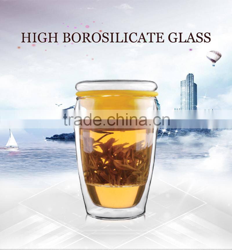 350ml glass tea cup with strainer with lid TB322 ML Glass