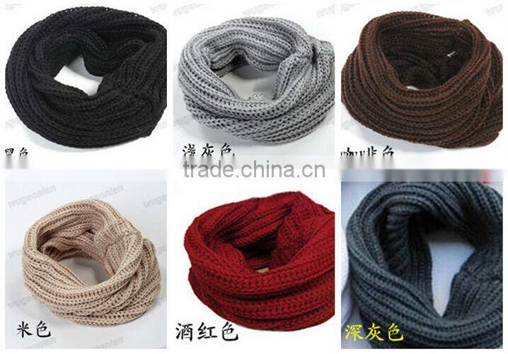 2014 Fashion Women Ladies Girls Warm Knit Neck Circle Wool Blend Cowl Snood Scarf Shawl Wrap