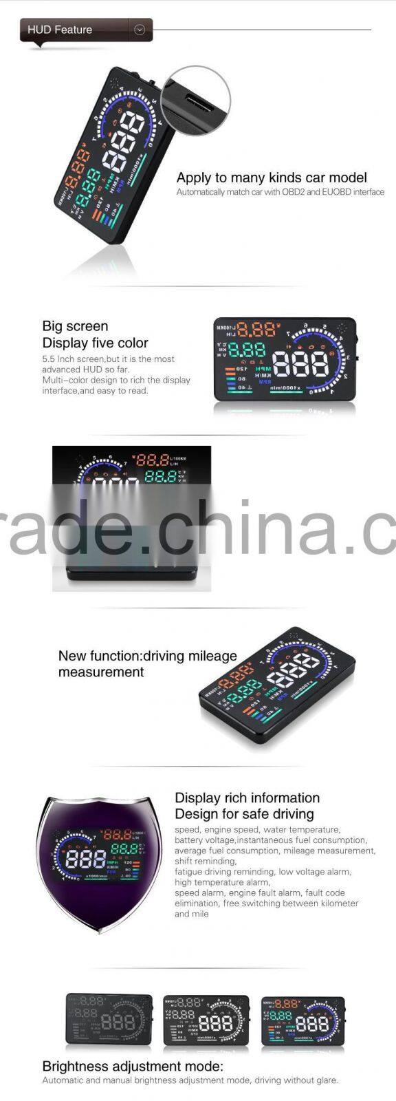 A8 vehicle-mounted hud 5.5 inch hud projector head up display