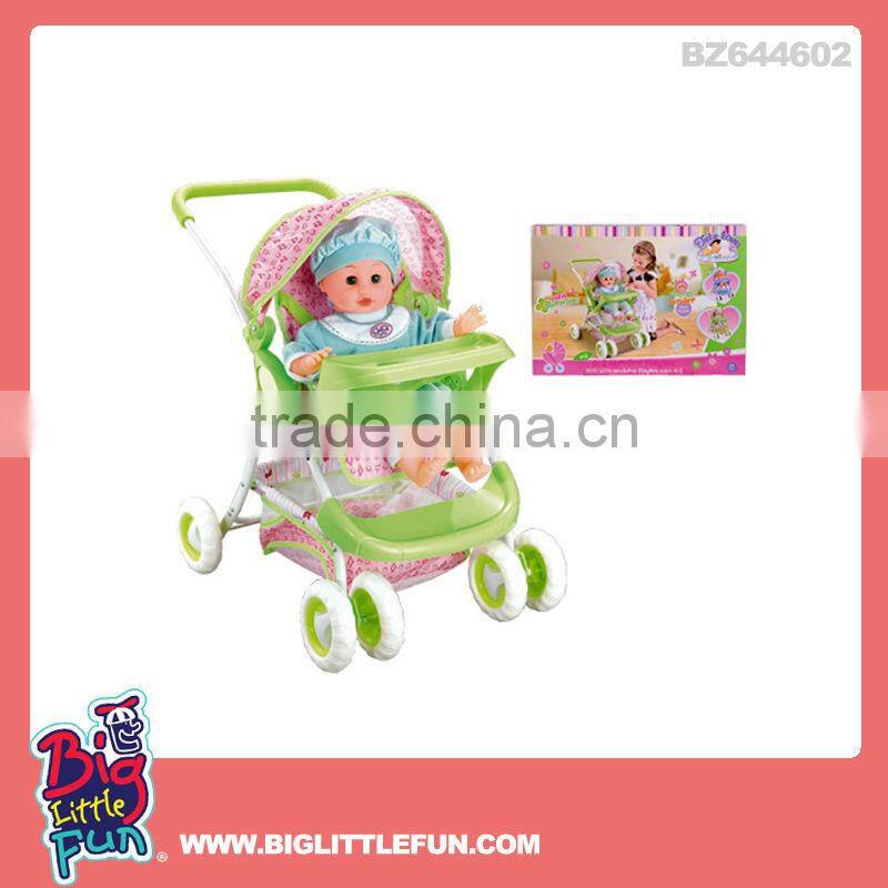 Lovely baby doll stroller toy with baby doll
