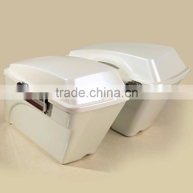 White Hard Saddlebag Trunk w/ Lid Latch For Road King Glide Softail DYNA