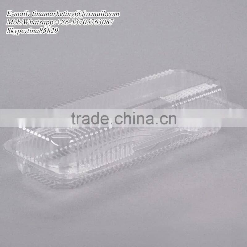 Clear Hinged Plastic Clamshell Food Container, Take Out Packaging Box for Cake, Cookie, Bread, Cheap Price