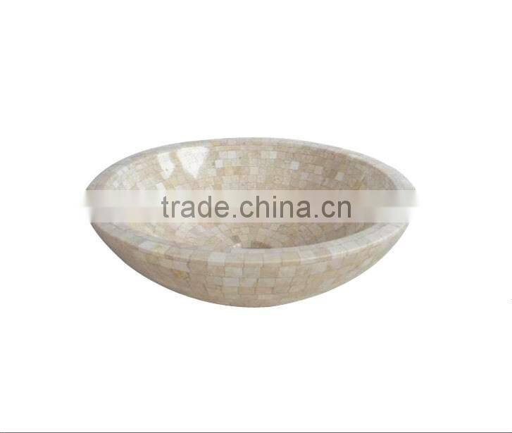 Light emperador marble mosaic bathroom sink