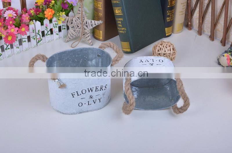 shabby chic home decor hanging galvanized metal flower market bucket for balcony
