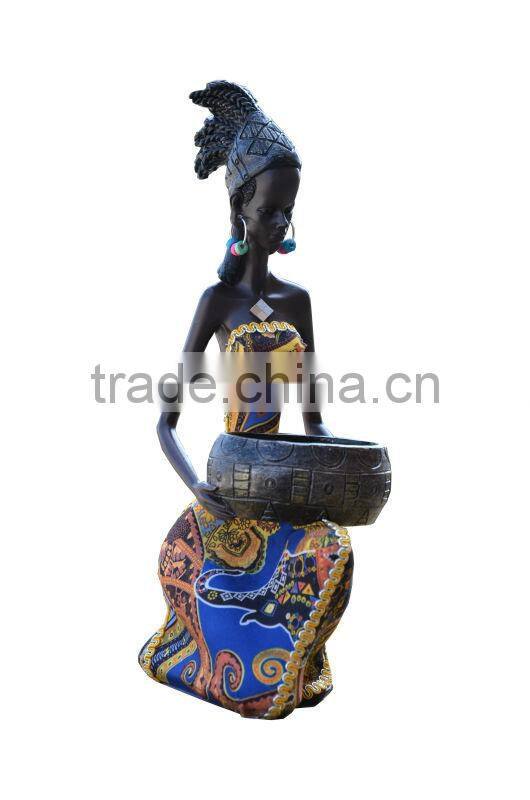 home decoration resin with fabric african family tourist souvenir