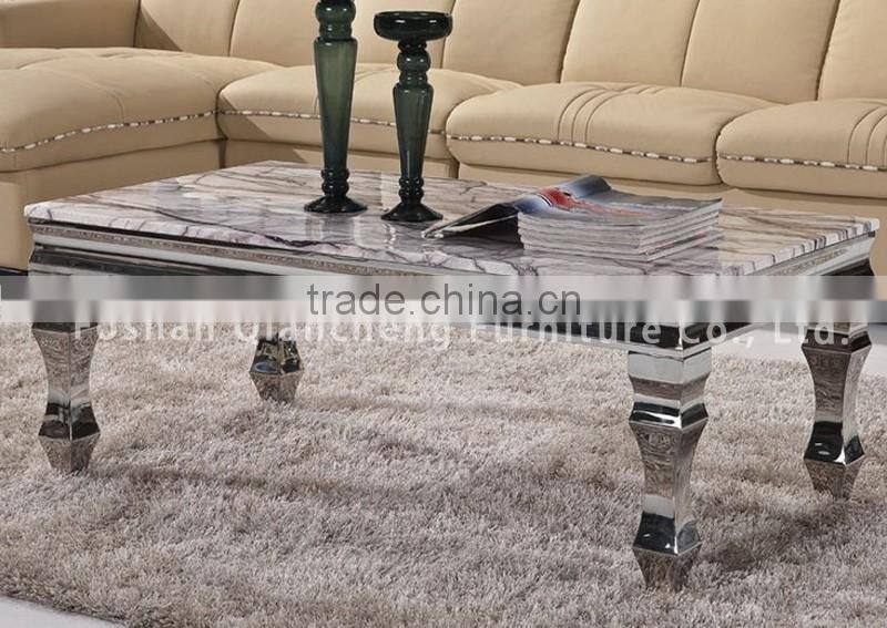 Popular metal base marble center table decorations coffee table