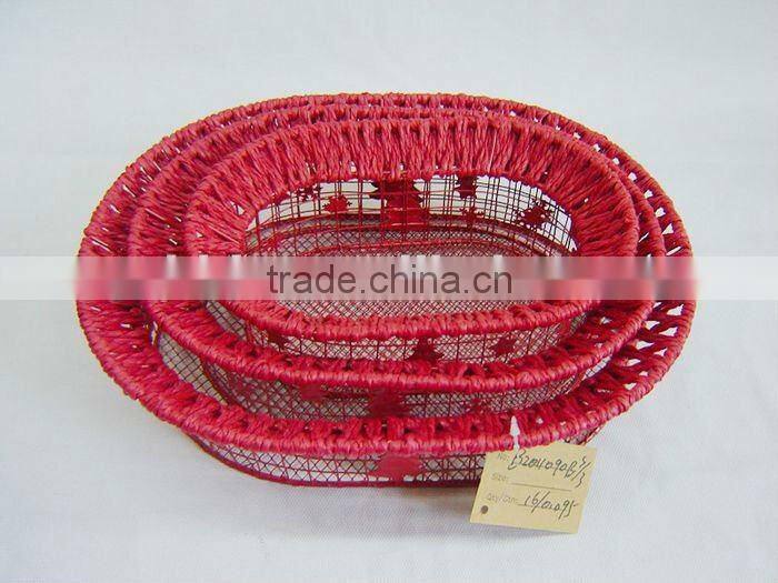 Set of three Paper rope gift basket for Christmas decor