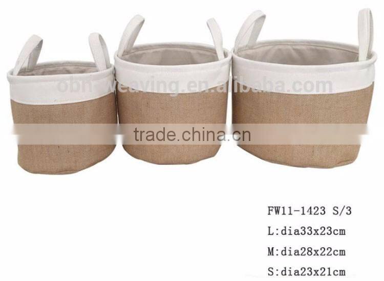 Customized set 3 foldable collapsible laundry or toy fabric storage basket