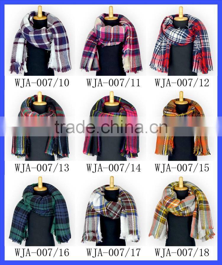 Oversize Ladies Clothes Top Plaid Patterns Shawl Wrap Scarfs Pashmina Cashmere