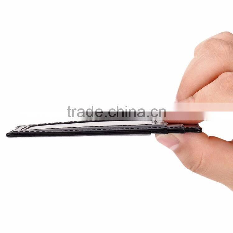 TIANHOOO black 100% soft sheepskin genuine leather credit card holder