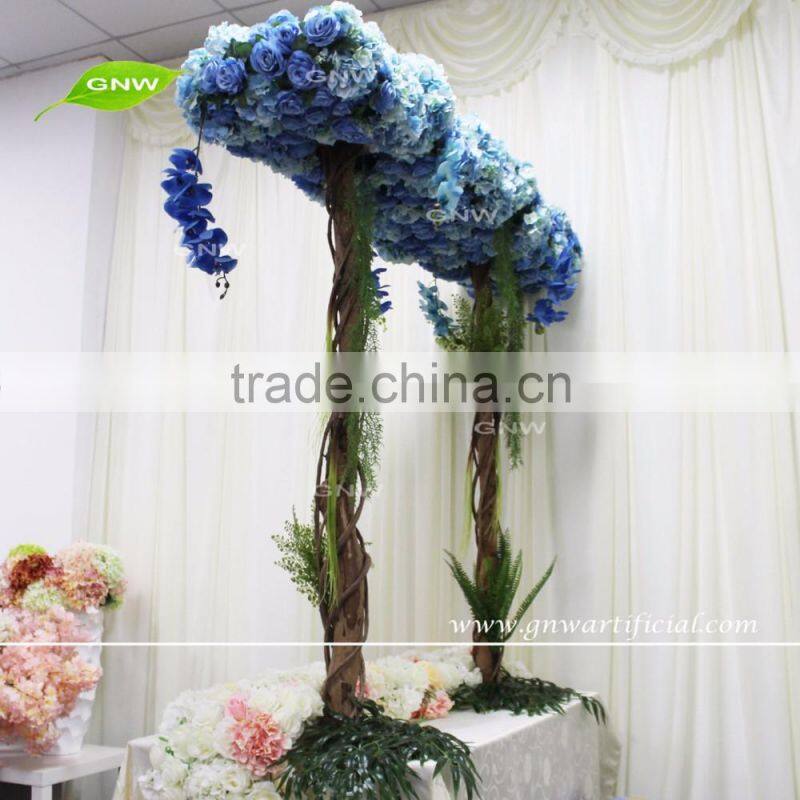 GNW FLW161018 Wedding flower arch Blue Floral ceremony backdrop for wedding