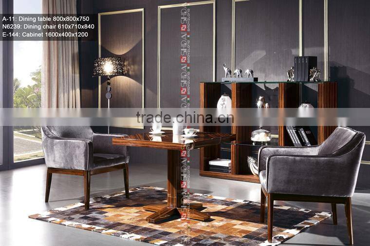 champagne dining room set / burl wood dining room furniture / italian style dining room chairs A-11