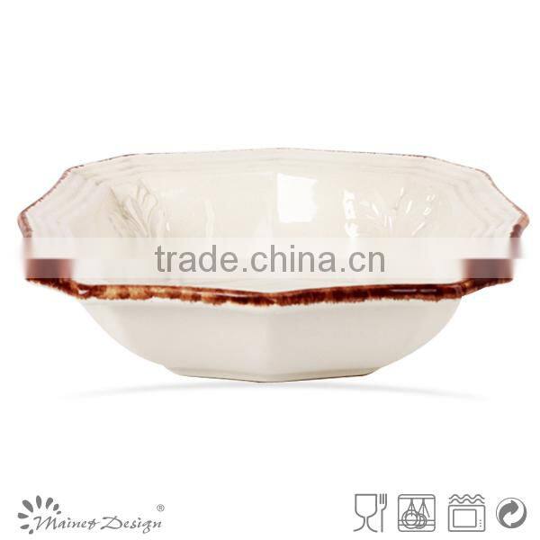 embossed square shape stoneware dinnerware plate