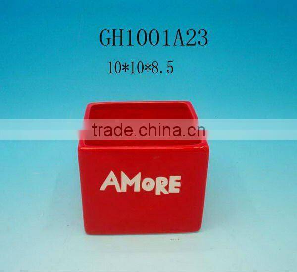 3.9inch Square ceramic flower pot