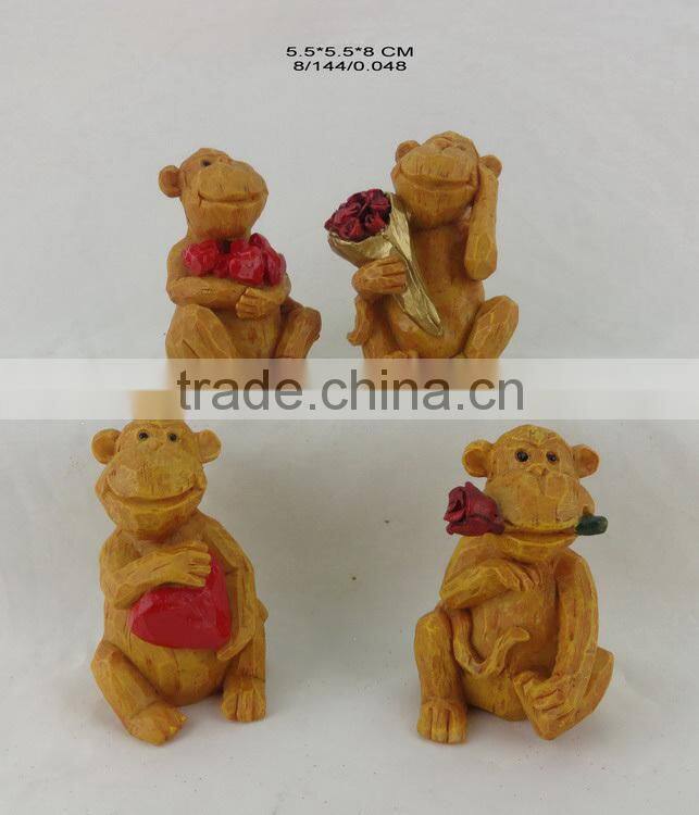 Resin Imitation Wood Effect Monkey Statues