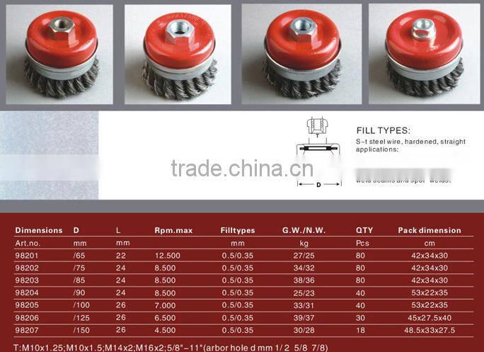 100mm steel wire cup brush Machine with a steel wire brush
