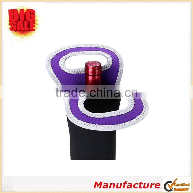 Insulated Neoprene Wine Bottle Holder for Travel with Secure Carry Handle Wine Carrier Tote Bag
