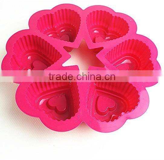 11052 Six Holes Heart Shaped Cake Mould Silicone Mould