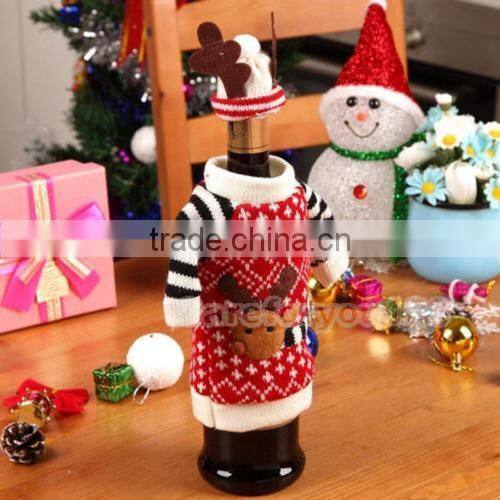 Lovely Wine Bottle elk Cover Xmas Santa Table Decor Christmas Bottle Cap Party Gift