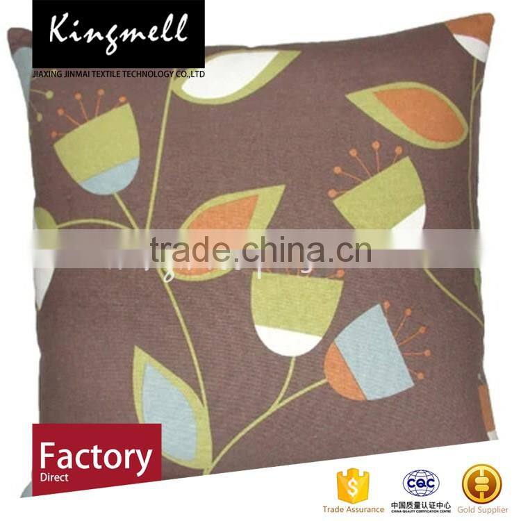 Custom classical chocolate color printed cotton cushion
