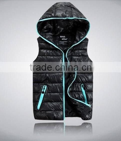 Vests Men women Sleeveless Jacket 2014 Autumn Winter High Quality Cotton-padded Waistcoat BLACK BOMBER JACKET