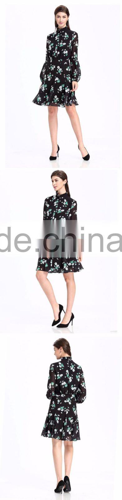 2017 Domin fashion printing chiffon fabric dresses online