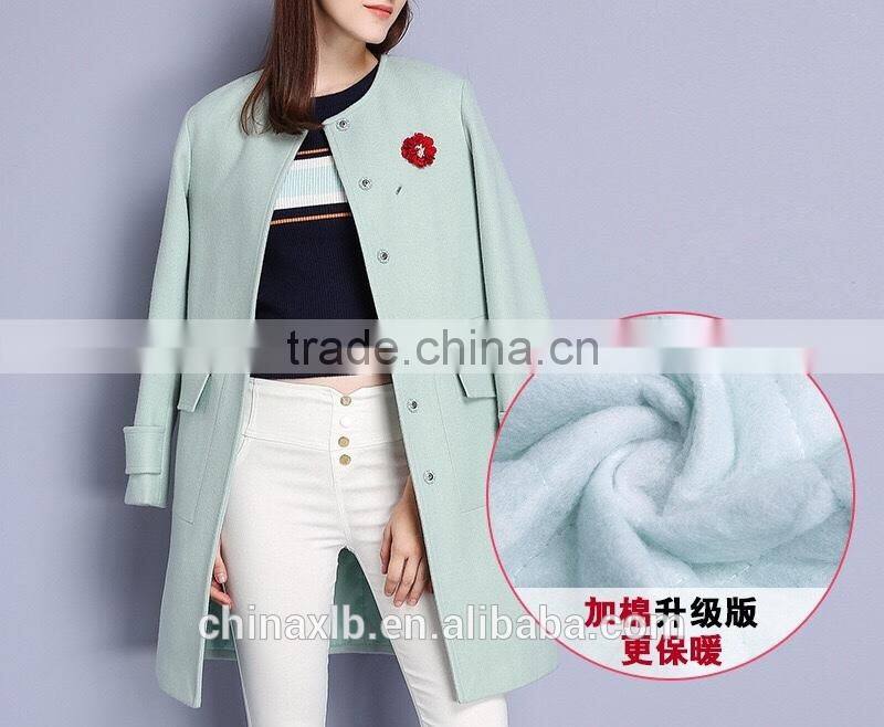 Fashion Swallow Gird Pattern Women Wool Coat With Hooded