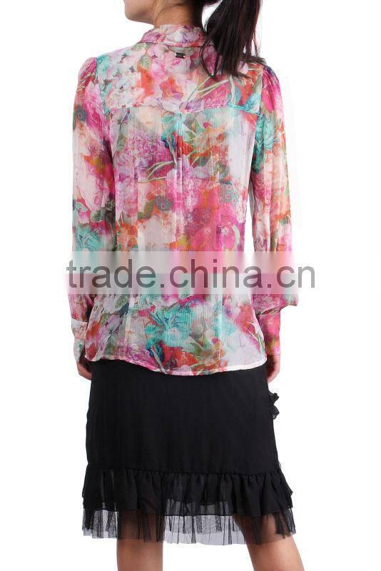 2015 new arrival fabric tiered skirt with mesh lining