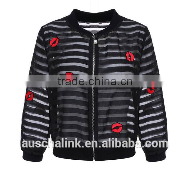 OEM service new model outdoor young ladies jackets embroidery designs