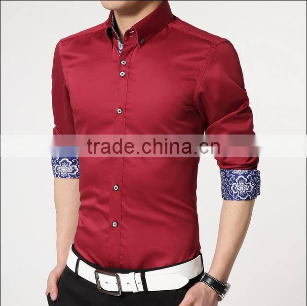 fashion cotton slim fit custom men shirt (201501)