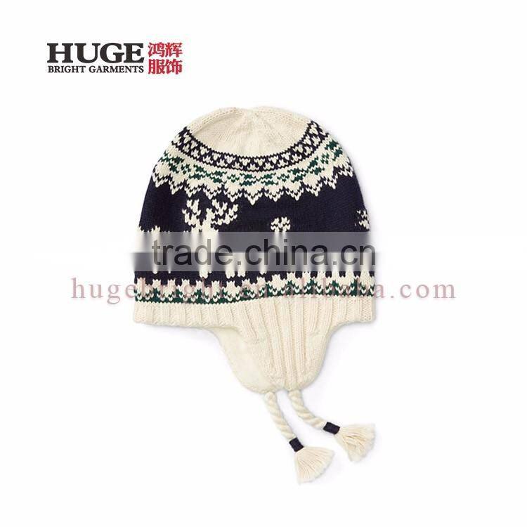 Two Earflaps With Braided Tassels Simple Beanie Hat Knitting Pattern