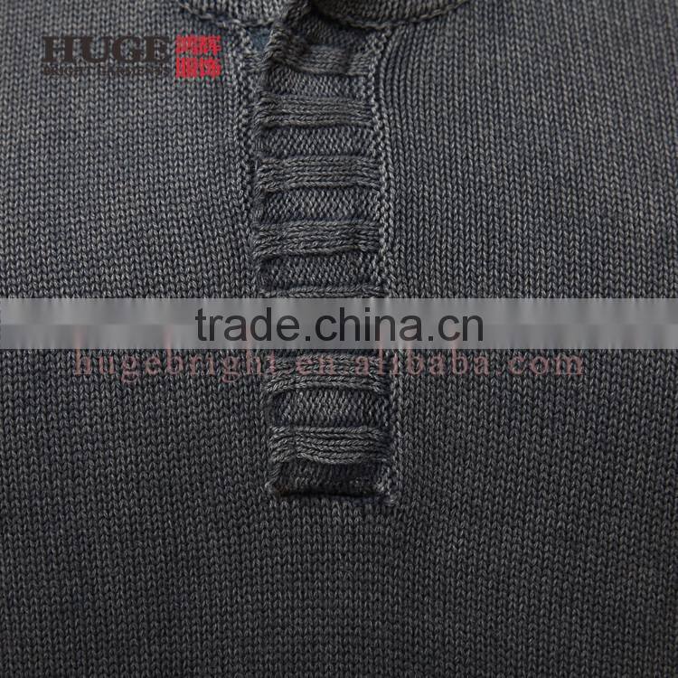 Denim-like Cotton Sweater Hoodie Cable Knit Mens Sweater