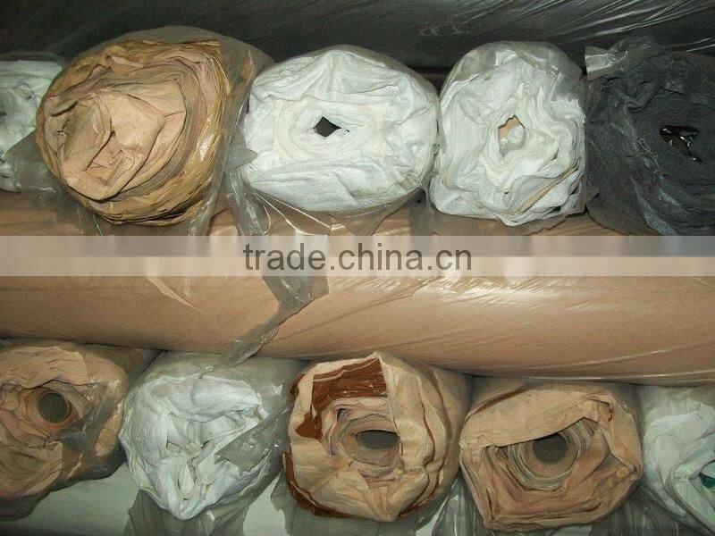 Pu Artificial Leather with Nonwoven Backing Stocklot for Shoes, Pu Shoe Lining Stocklot
