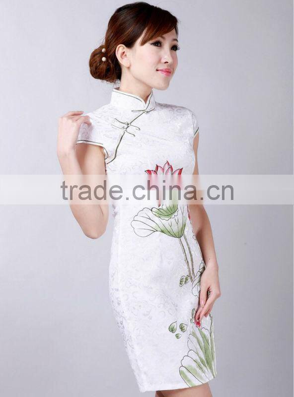 China manufacturers wholesale sleeveless satin cheongsam