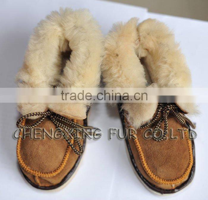 CX-SHOES-03 Genuine Sheared Sheep Skin Sheep Leather Shoes For Babies