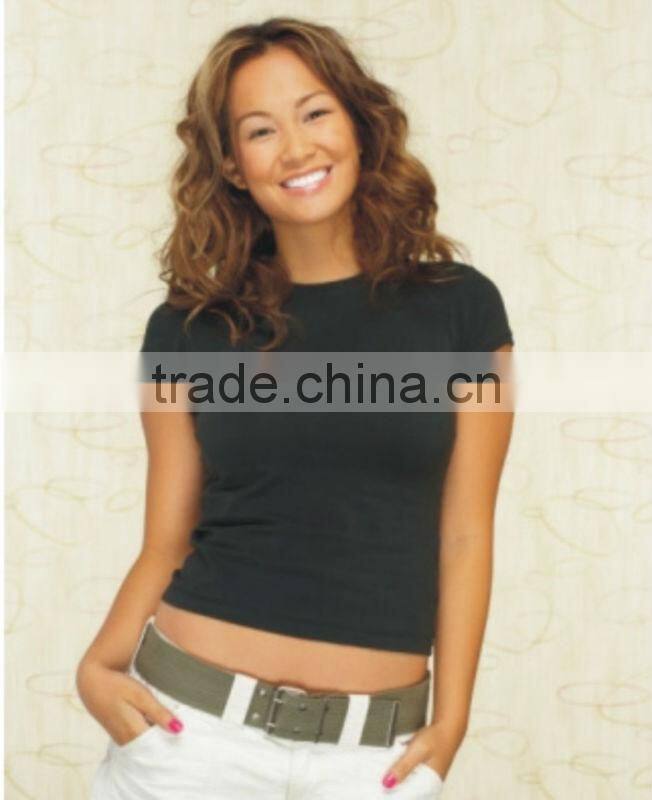 PLAIN WOMEN FITTED BLACK T-SHIRT 100% COTTON