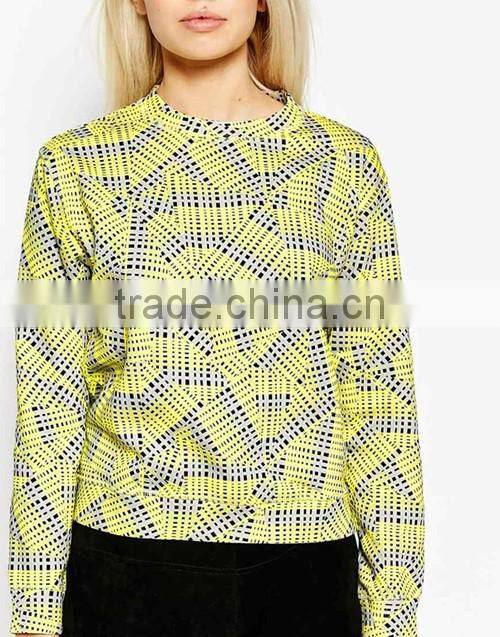 All-over print long sleeve grid pullover sweatshirts custom in Nanchang