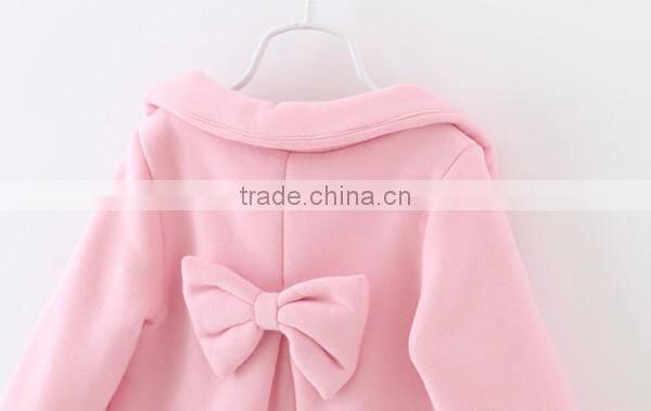 Girls stylish design fleece bowknot coat in spring