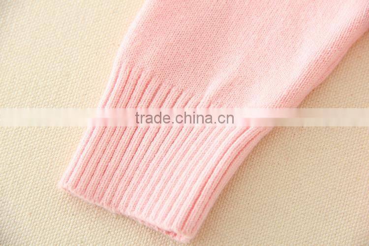 turtleneck collar pink sweaters plain knitted clothes appliqued tiny flower full sleeve winter garments warm