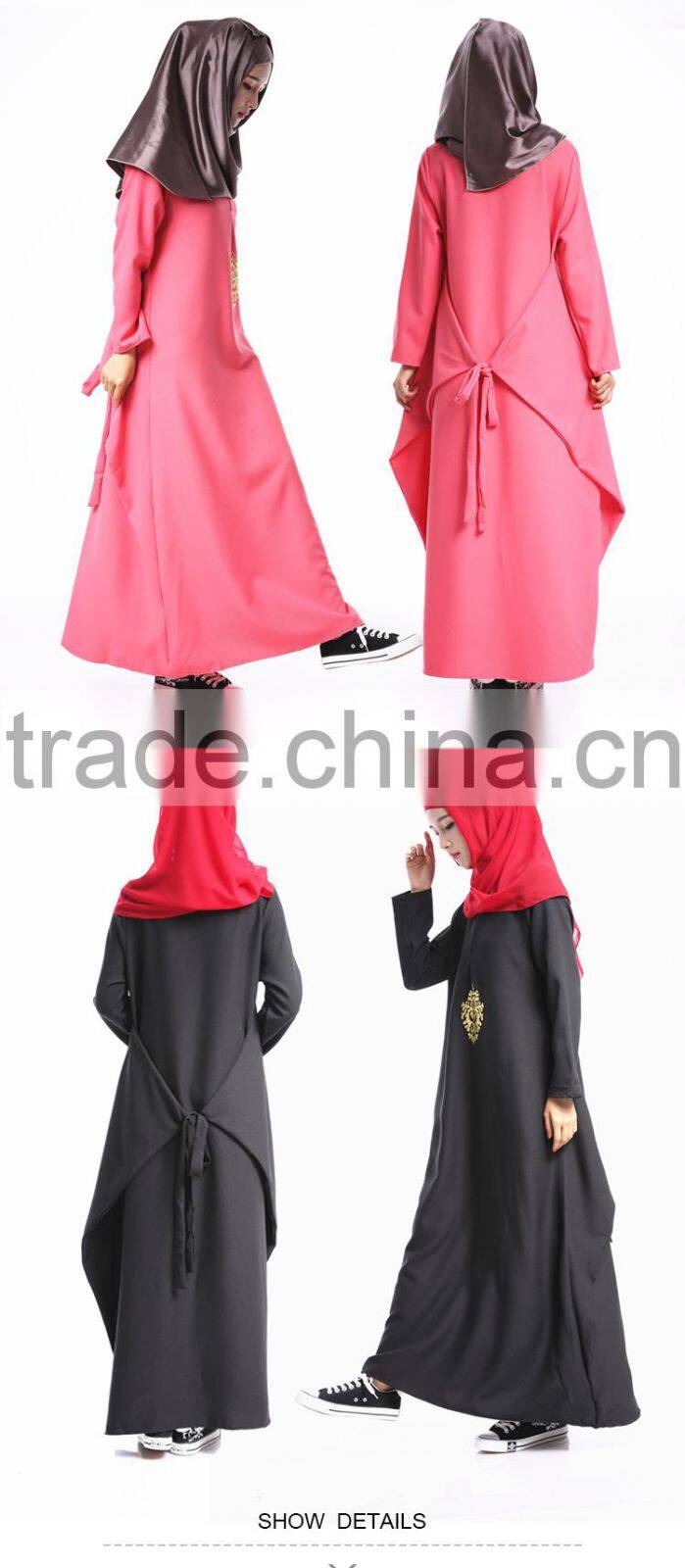 Zakiyyah 604 Pakistani style muslim buju kurung dress floor length muslim kaftan peplum in solid color burqa latest designs